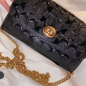 Coach Black Leather Crossbody/Clutch/Wristlet